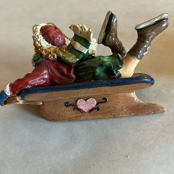 EUC Painted resin ornaments Sledding Girl & Skating Snowman Christmas decoration - Picture 3 of 13